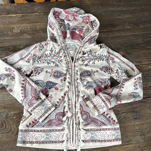 Lucky Brand Lucky Lotus zippered cotton hoodie size M - Picture 5 of 10